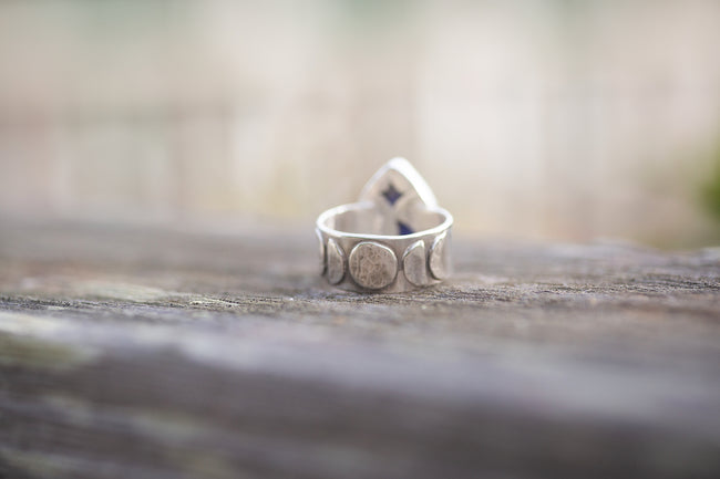 Moon Phase Lapis Lazuli Ring, size 9.25