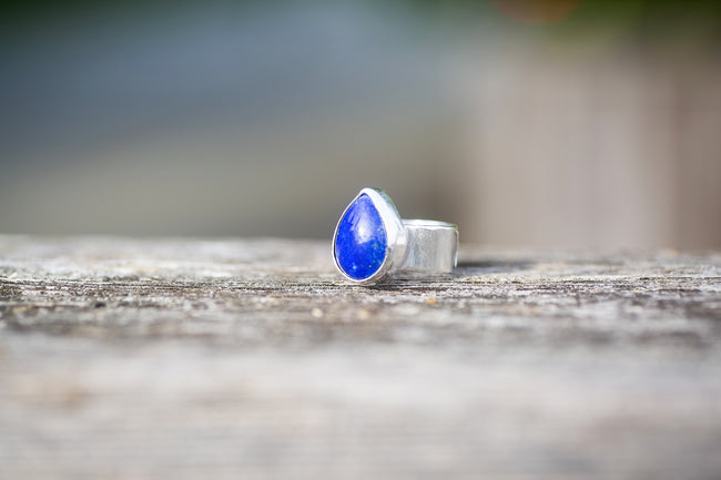 Moon Phase Lapis Lazuli Ring, size 9.25