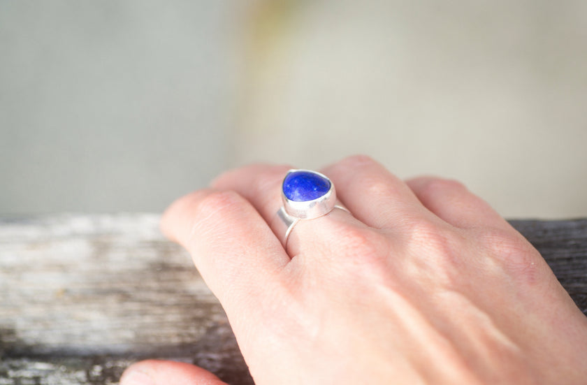 Moon Phase Lapis Lazuli Ring, size 9.25