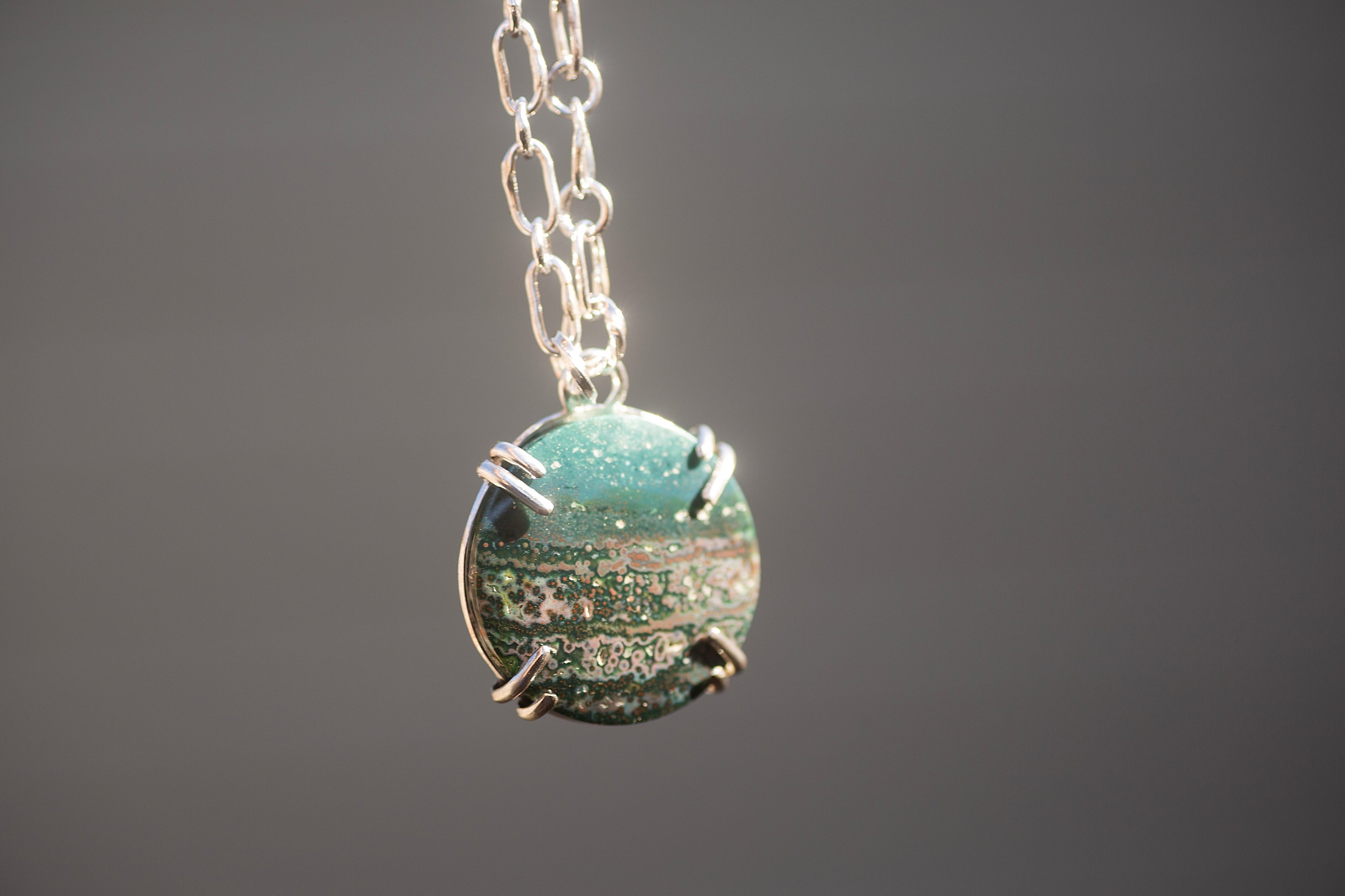 Desert Night Necklace with an Opalized Wood Semi-Precious Stone