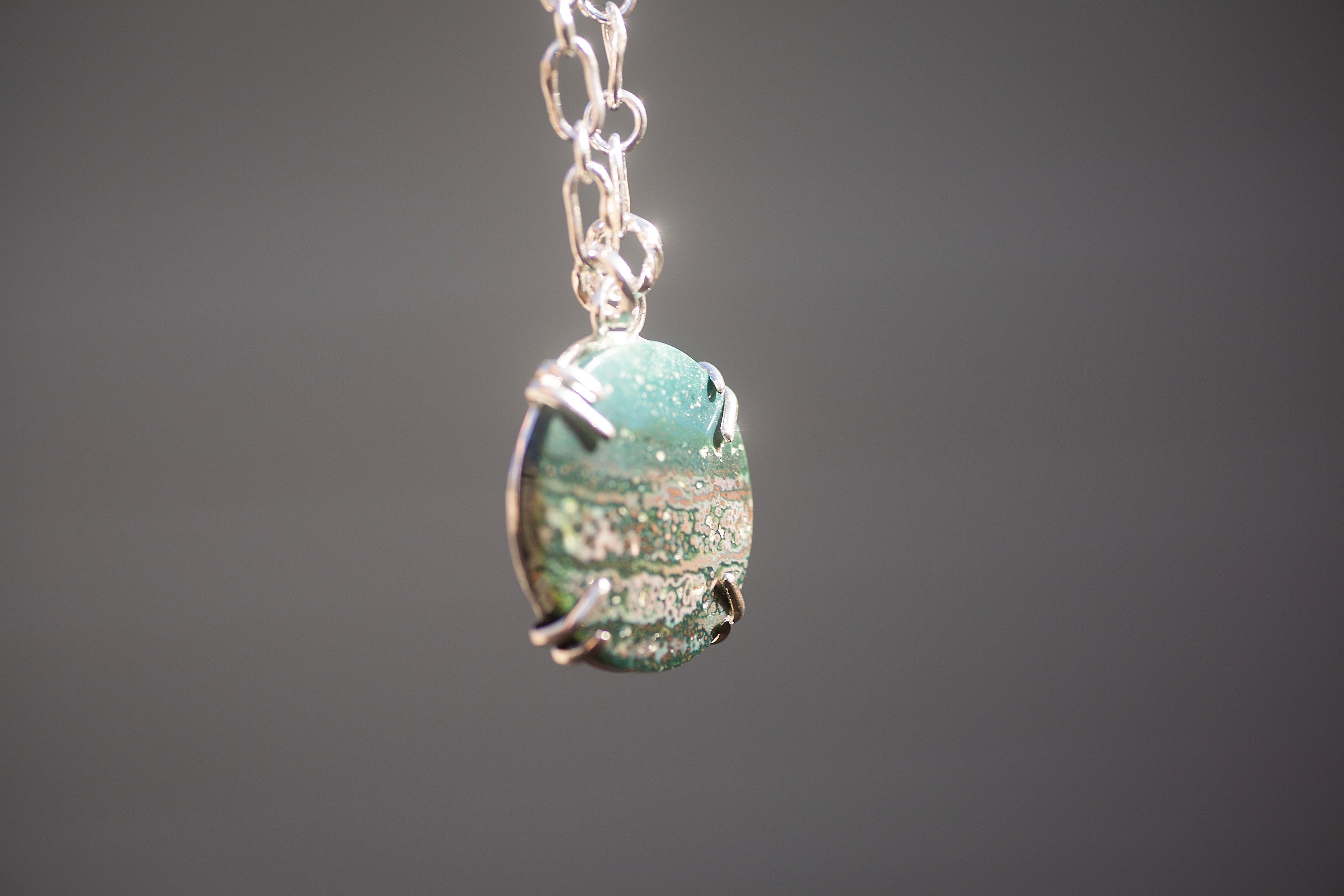 Desert Night Necklace with an Opalized Wood Semi-Precious Stone