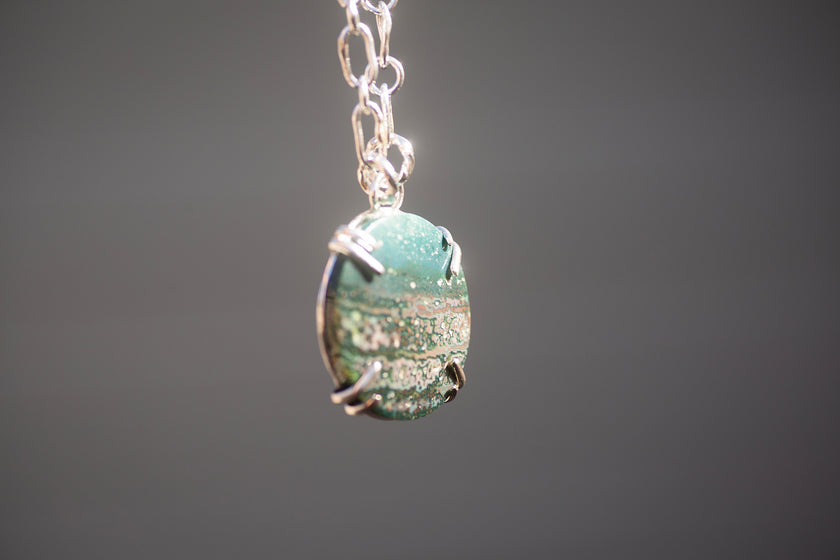 Desert Night Necklace with an Opalized Wood Semi-Precious Stone