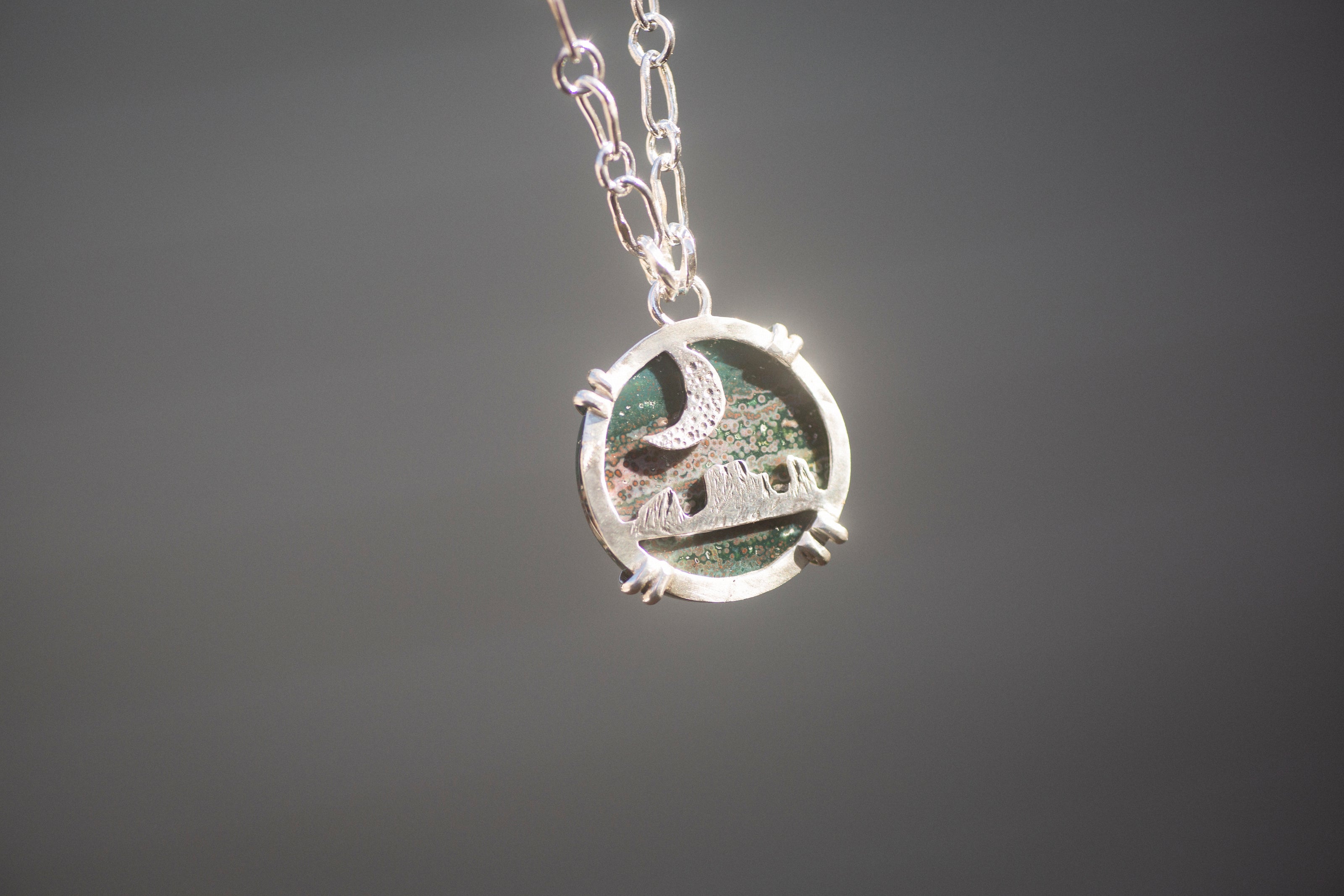 Desert Night Necklace with an Opalized Wood Semi-Precious Stone