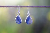 Sapphire and Sterling Silver Earrings, Handmade