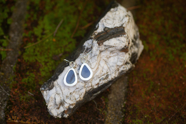 Sapphire and Sterling Silver Earrings, Handmade