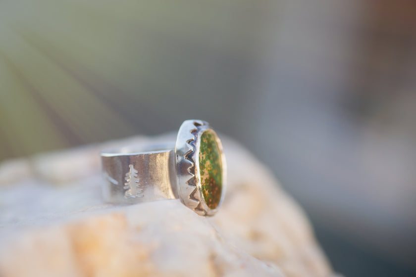 Pines + Mountains, Sonoran Gold Turquoise Ring size 9.25