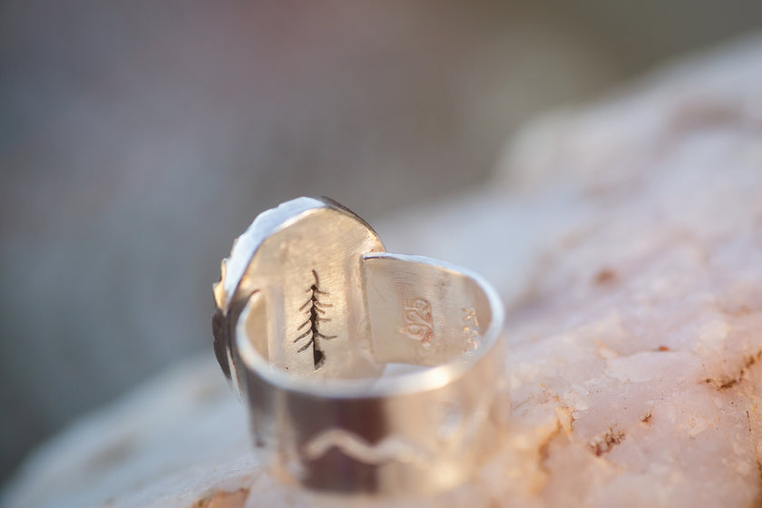 Pines + Mountains, Sonoran Gold Turquoise Ring size 9.25