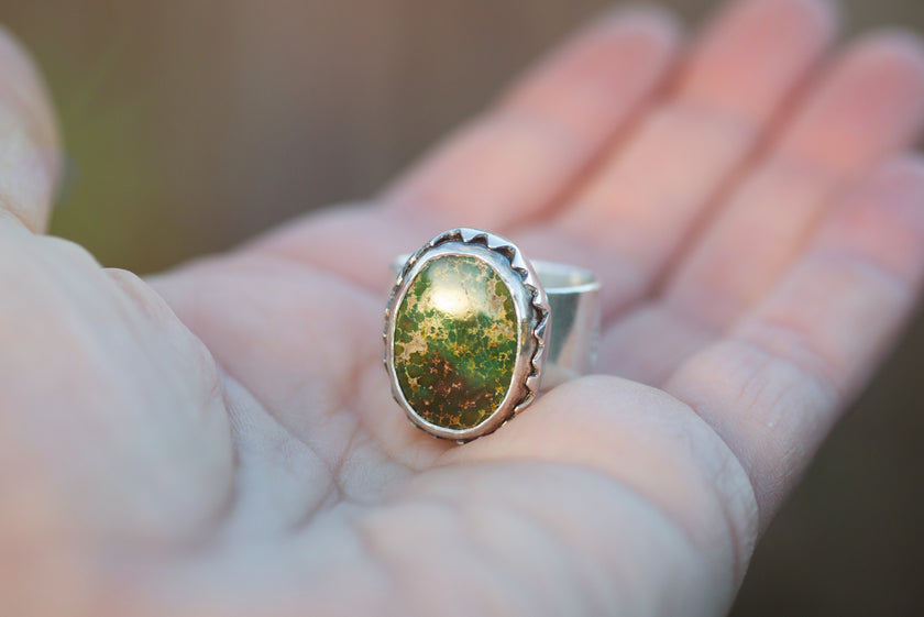 Pines + Mountains, Sonoran Gold Turquoise Ring size 9.25