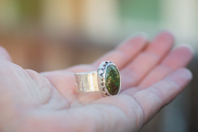 Pines + Mountains, Sonoran Gold Turquoise Ring size 9.25