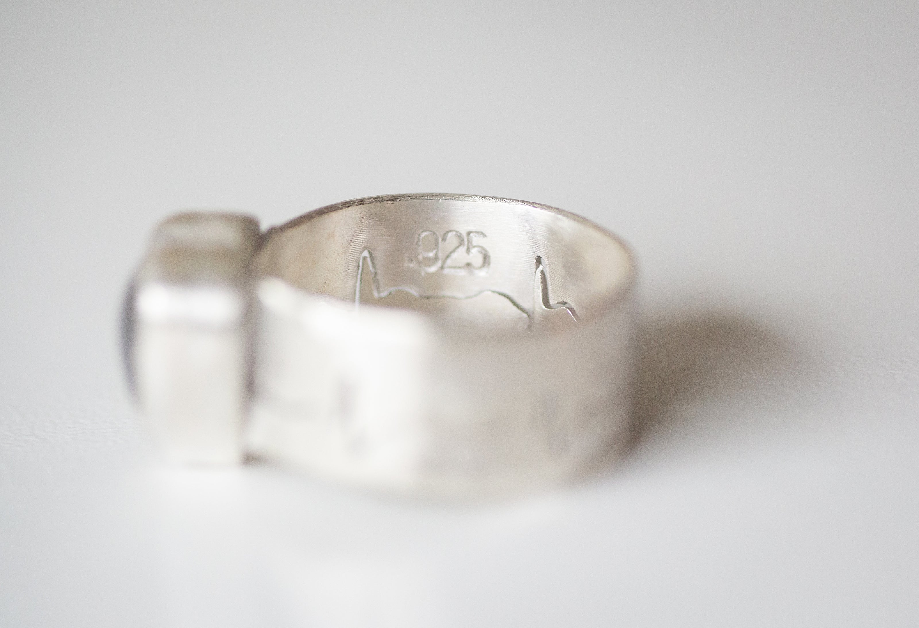 Labradorite Heart Rhythm/EKG Sterling Silver Ring. Size 7.5 (US)