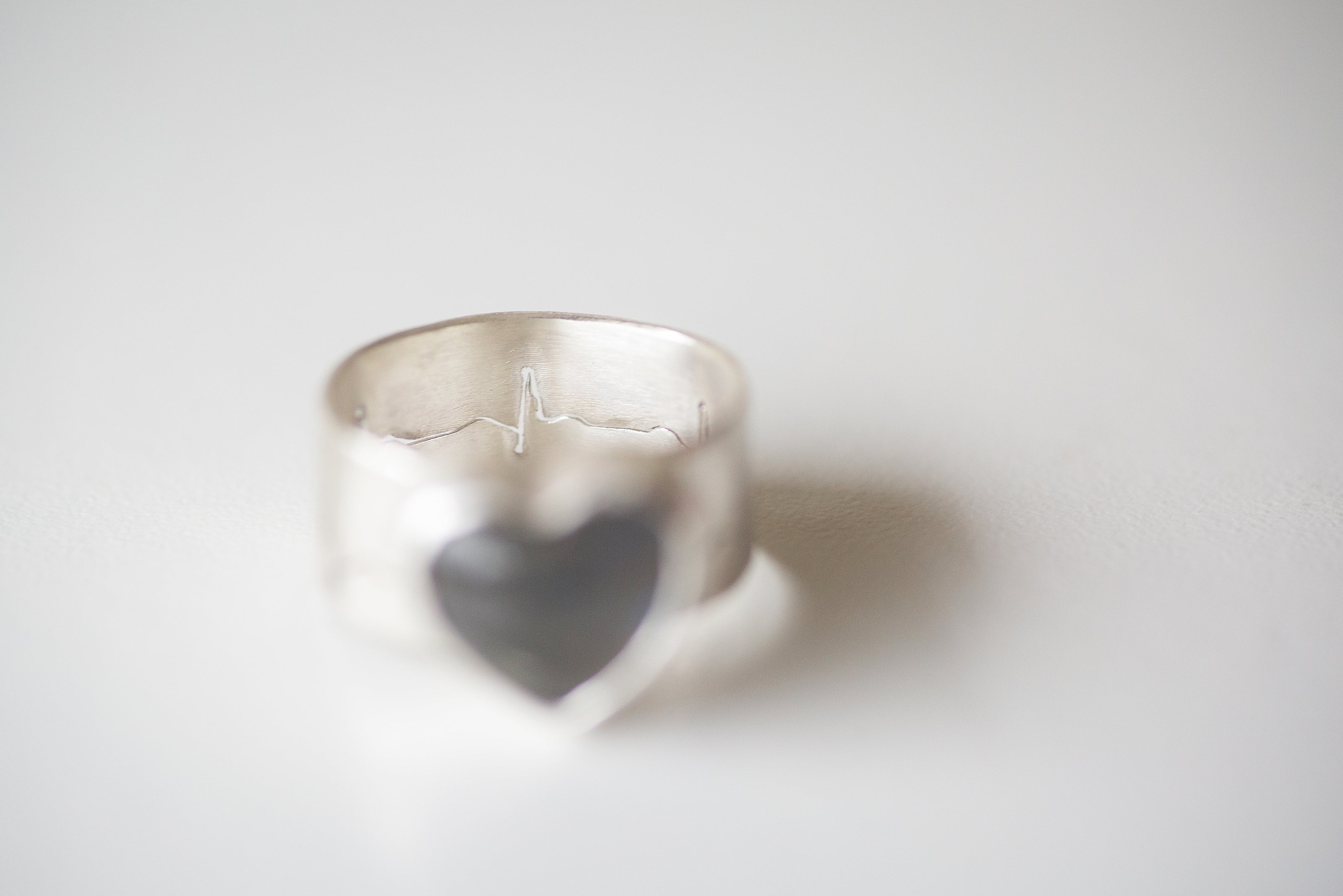 Labradorite Heart Rhythm/EKG Sterling Silver Ring. Size 7.5 (US)