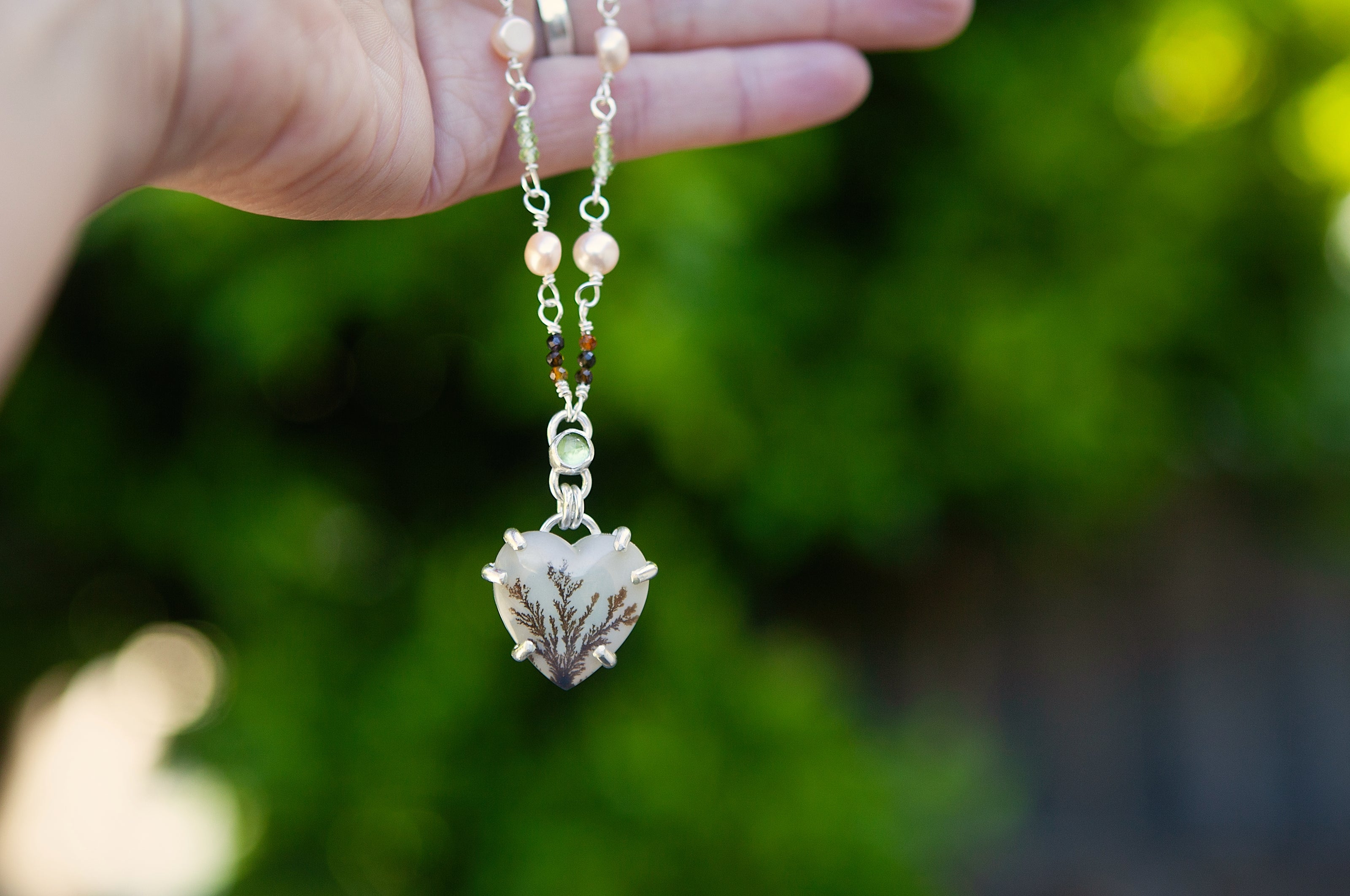 Growing Love Necklace with Dendritic Agate and Peridot