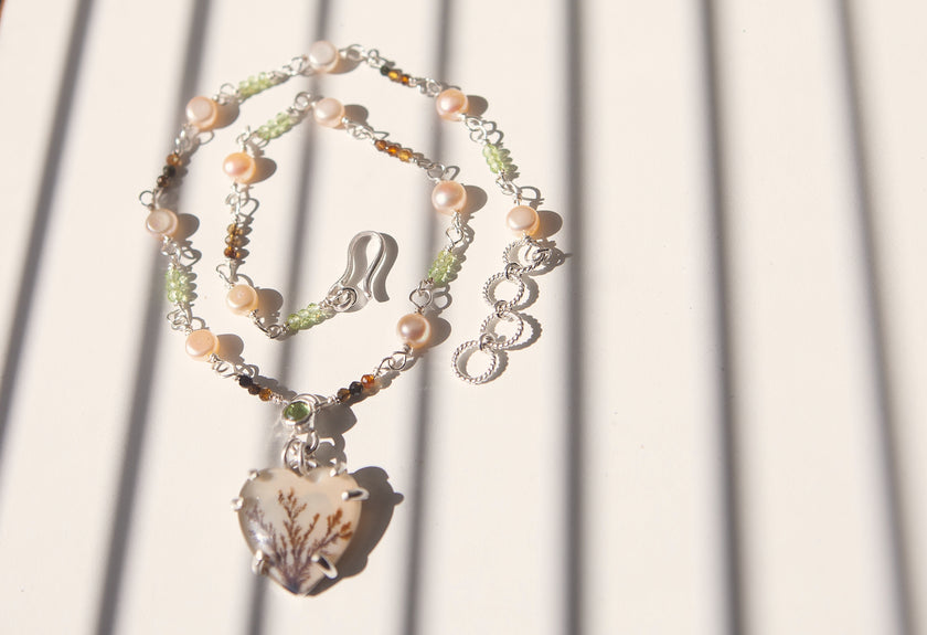 Growing Love Necklace with Dendritic Agate and Peridot