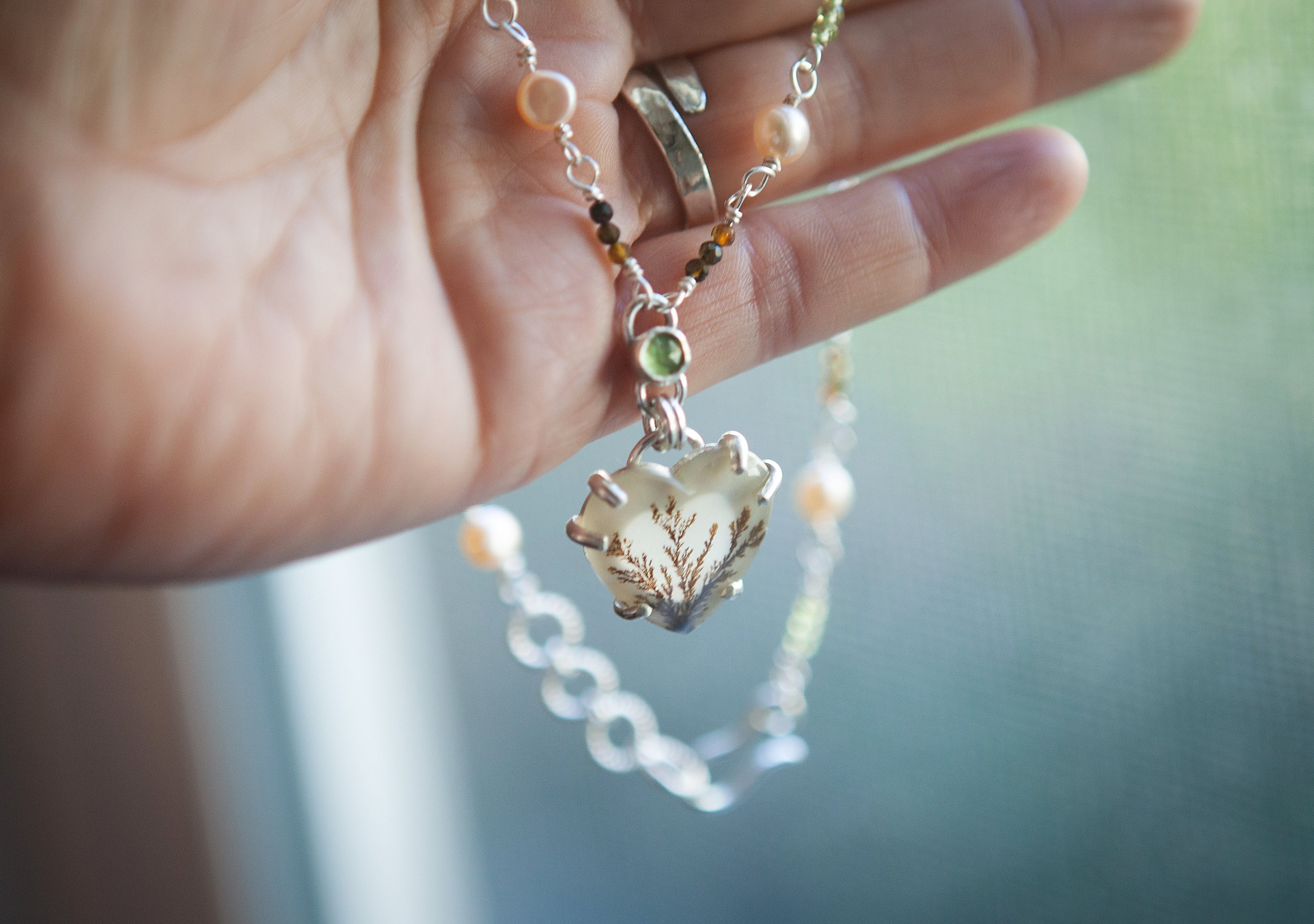 Growing Love Necklace with Dendritic Agate and Peridot