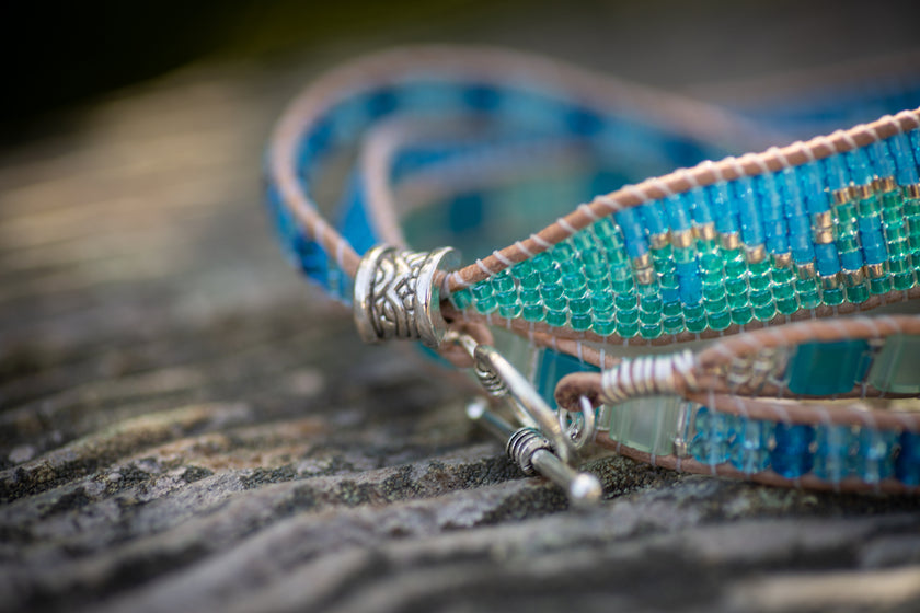 Catch the Wave Beaded Adjustable Triple Wrap Bracelet