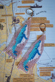 Blue Whale Beaded Fringe Earrings
