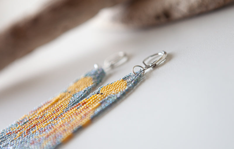 Octopus Beaded Fringe Earrings