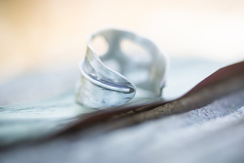 Monstera Leaf Sterling Silver Adjustable Ring