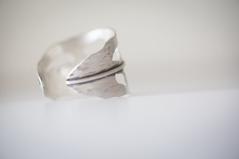 Monstera Leaf Sterling Silver Adjustable Ring