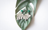 Mostera Leaf Silver and Mica Earrings