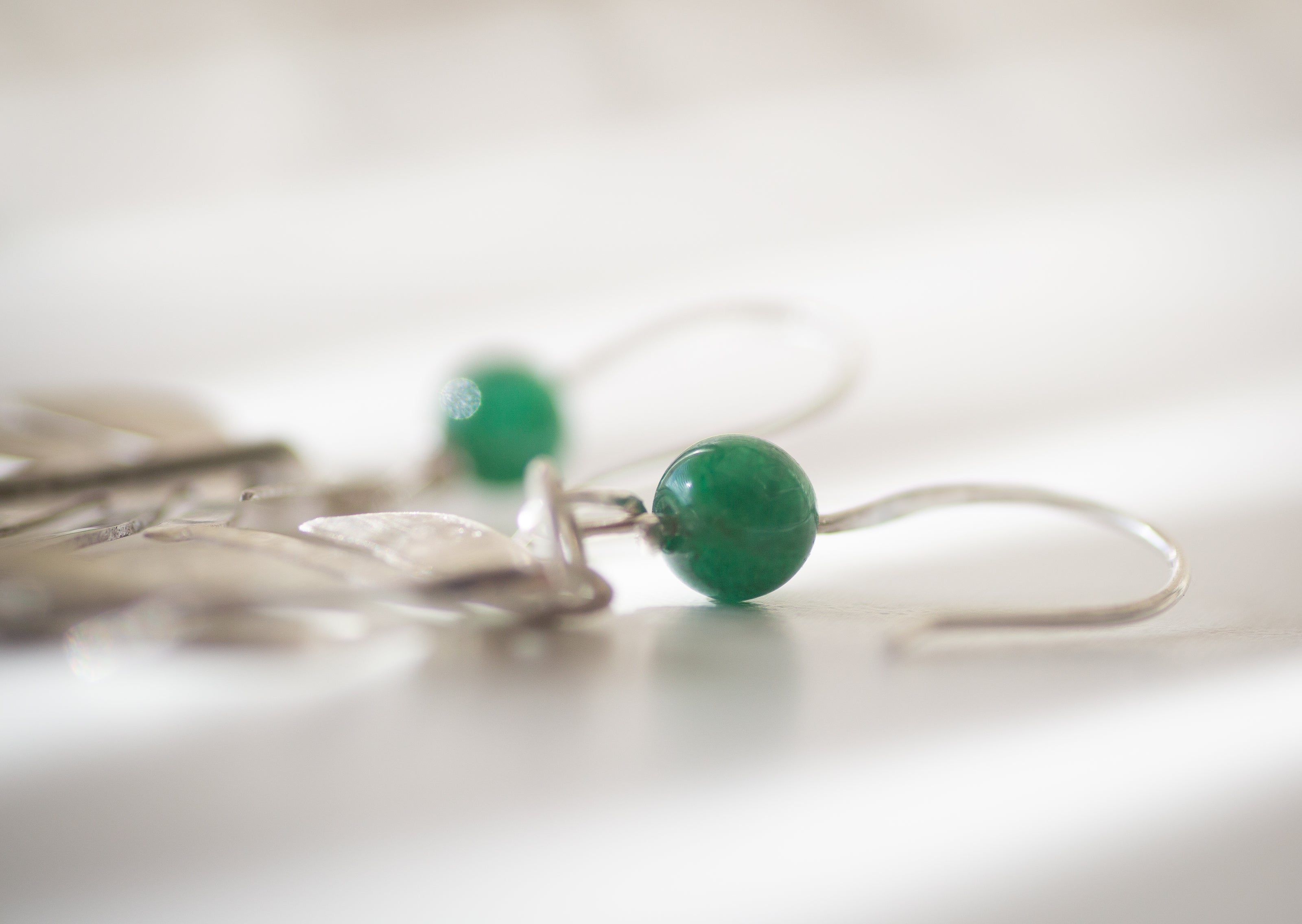 Mostera Leaf Silver and Mica Earrings