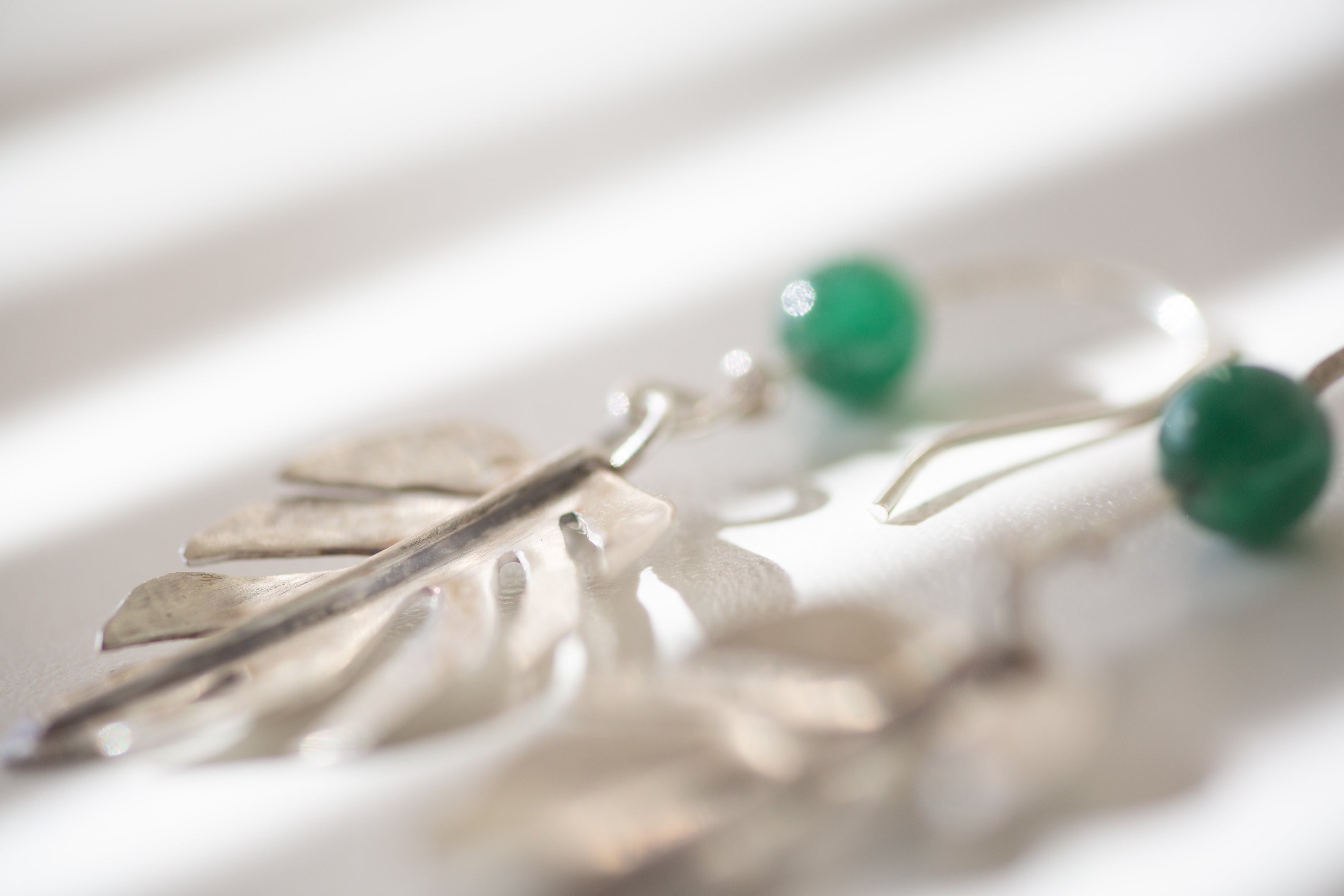 Mostera Leaf Silver and Mica Earrings