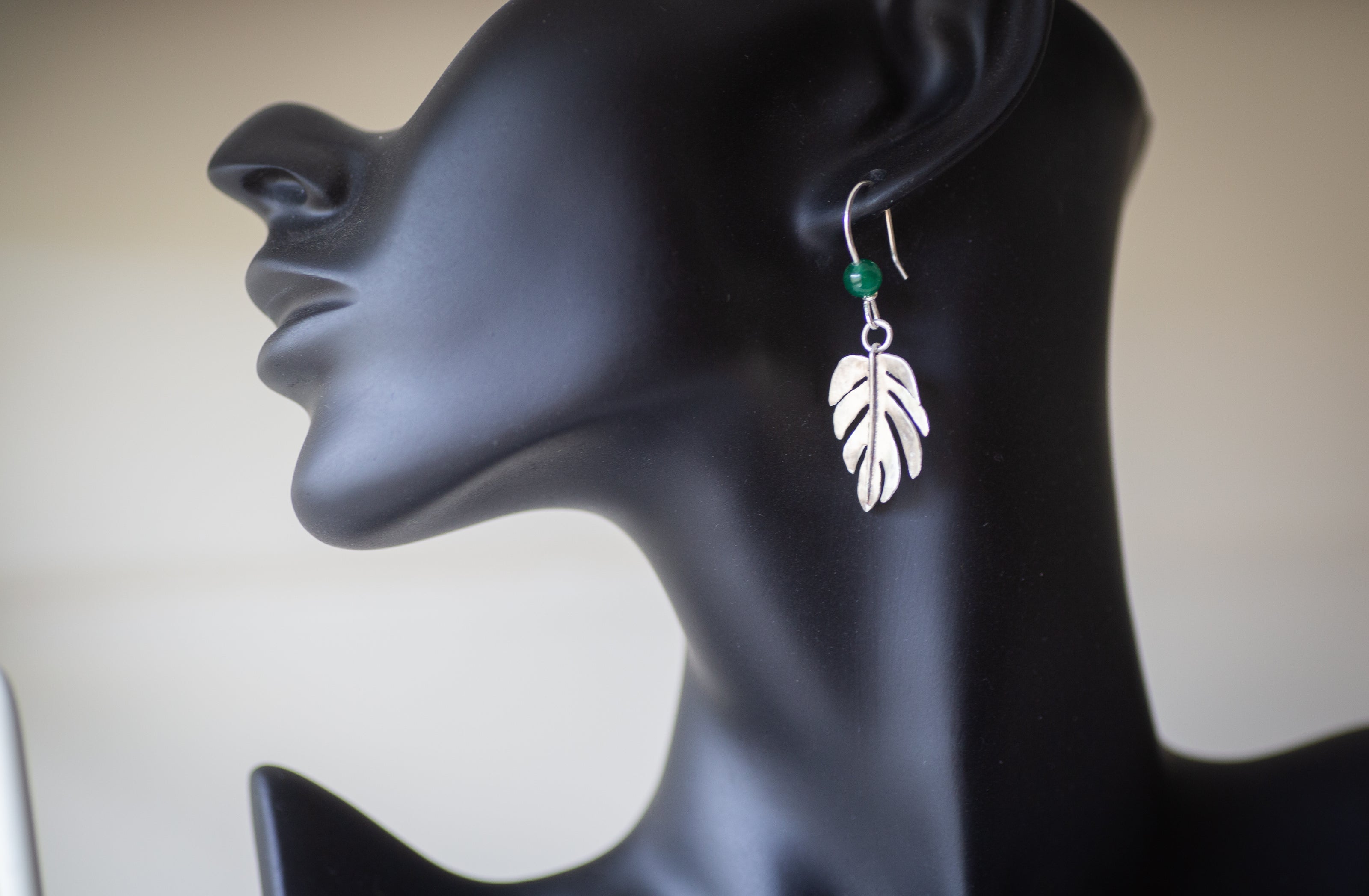 Mostera Leaf Silver and Mica Earrings