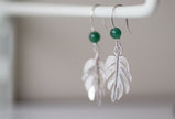 Mostera Leaf Silver and Mica Earrings