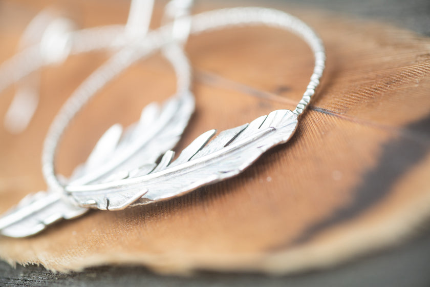 Free Bird Sterling Silver Hoop Earrings
