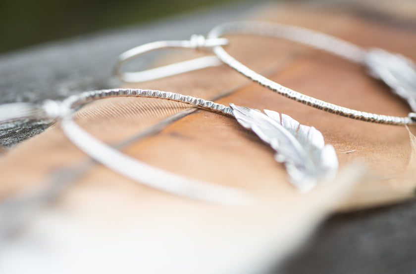 Free Bird Sterling Silver Hoop Earrings