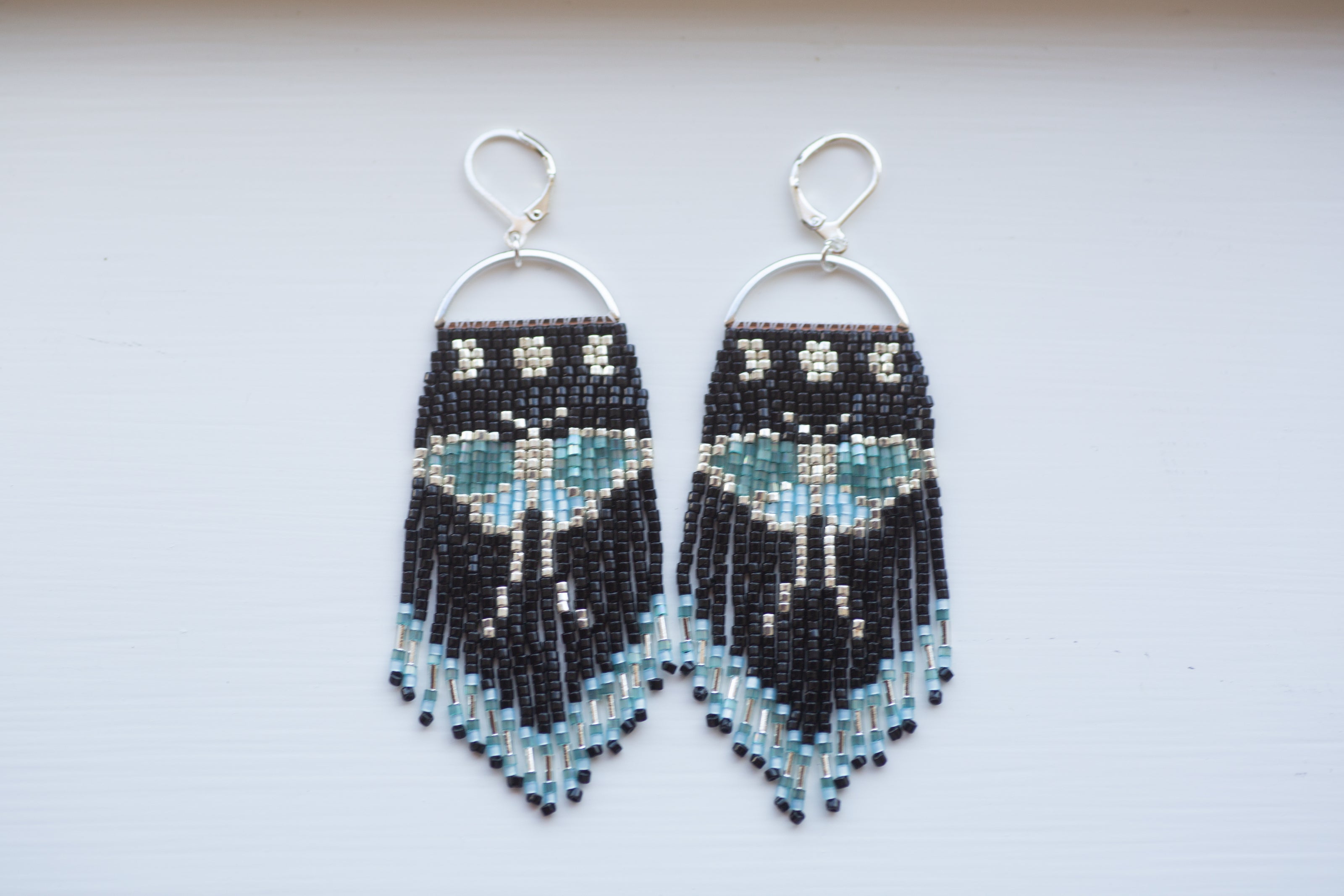 Luna Moth Beaded Fringe Earrings