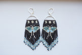 Luna Moth Beaded Fringe Earrings