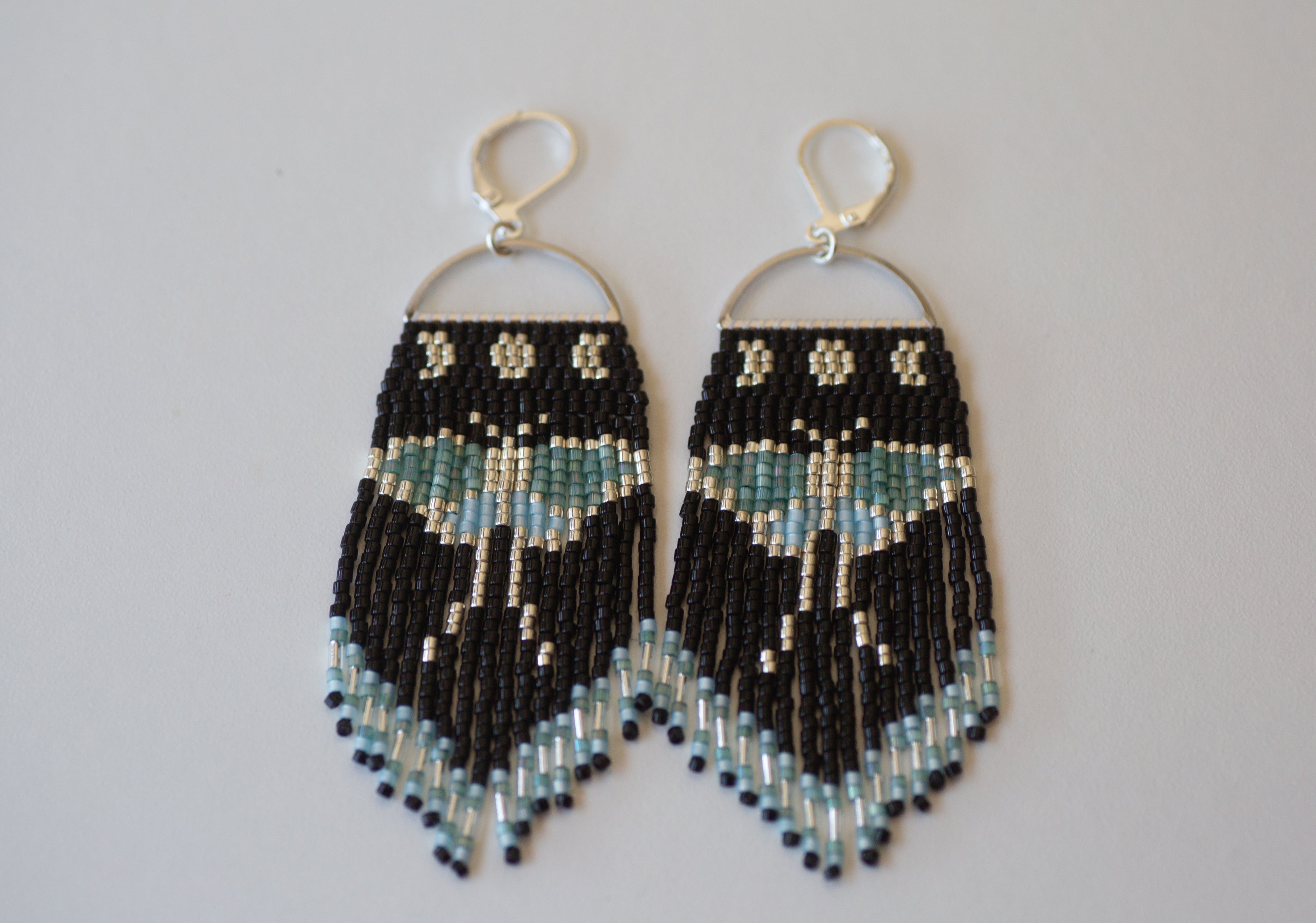 Luna Moth Beaded Fringe Earrings