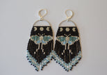 Luna Moth Beaded Fringe Earrings