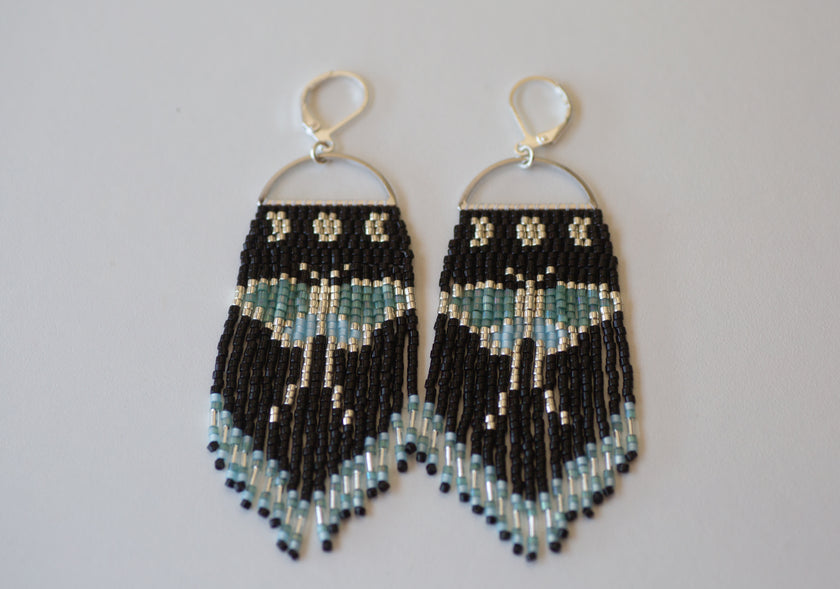 Luna Moth Beaded Fringe Earrings