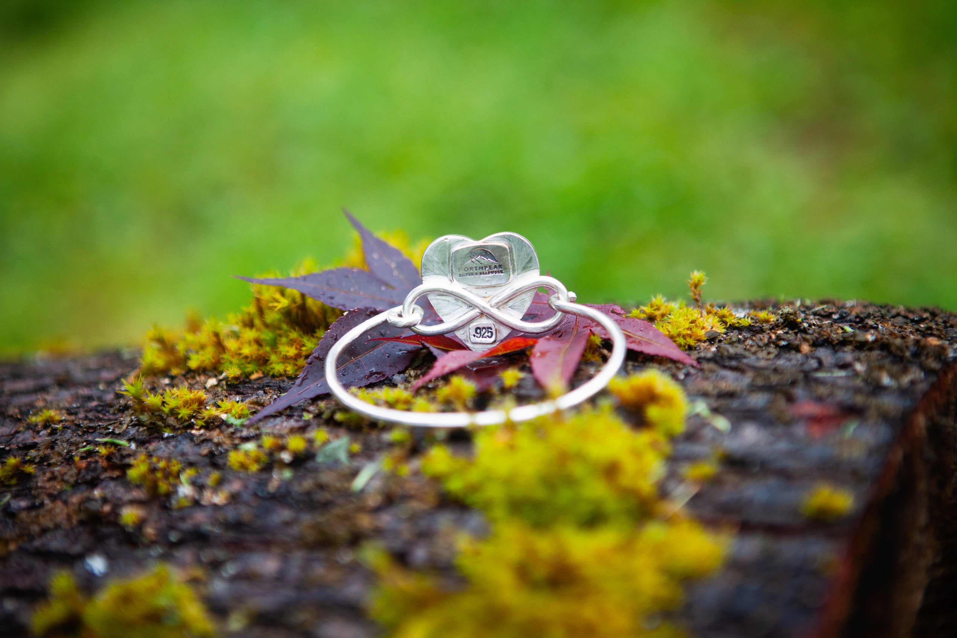 Beating Heart Bracelet with Spider Web Rhyolite