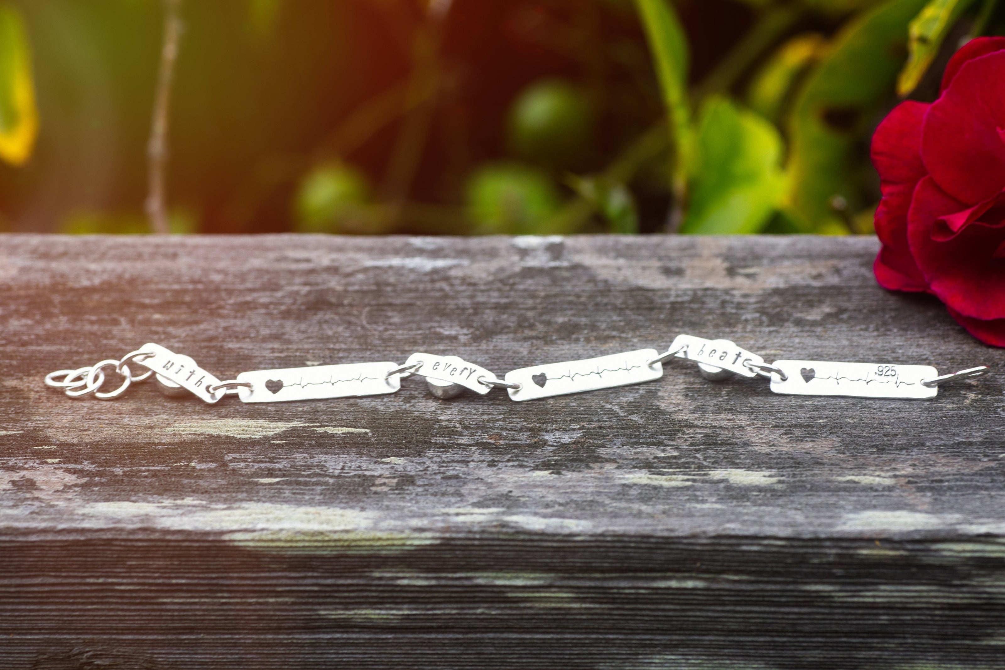Heartbeat EKG Bracelet with Rainbow Moonstones