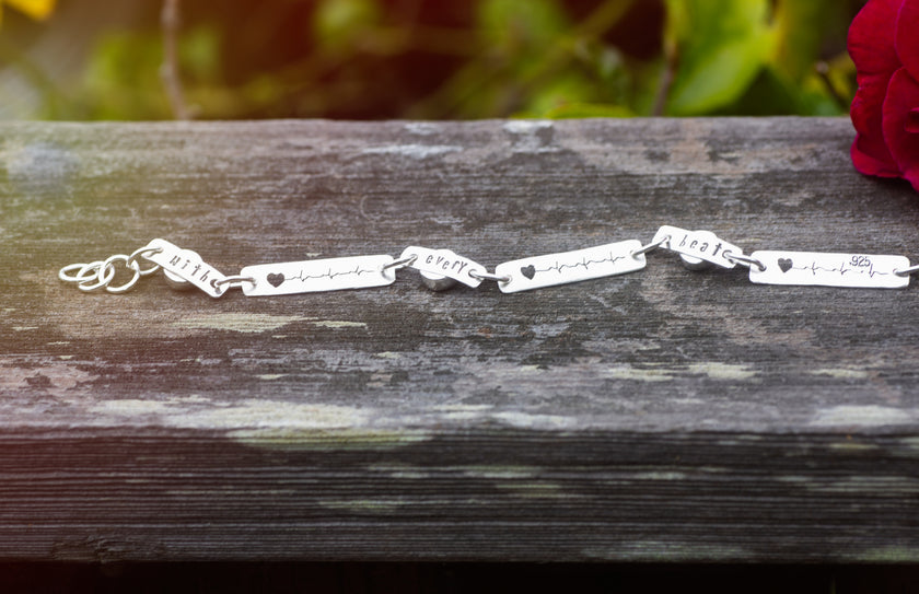 Heartbeat EKG Bracelet with Rainbow Moonstones