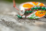 California Poppy Adjustable Beaded Double Wrap Bracelet