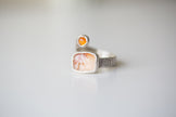 Wild & Precious Dendritic Agate with Citrine Ring, Size 9.5 (adjustable)