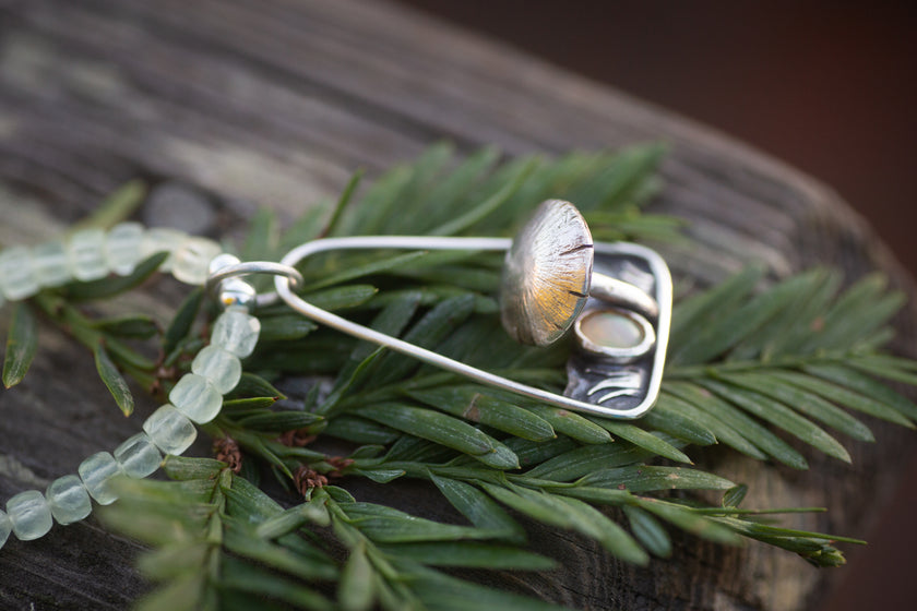 Sterling Silver and Opal Mushroom Necklace