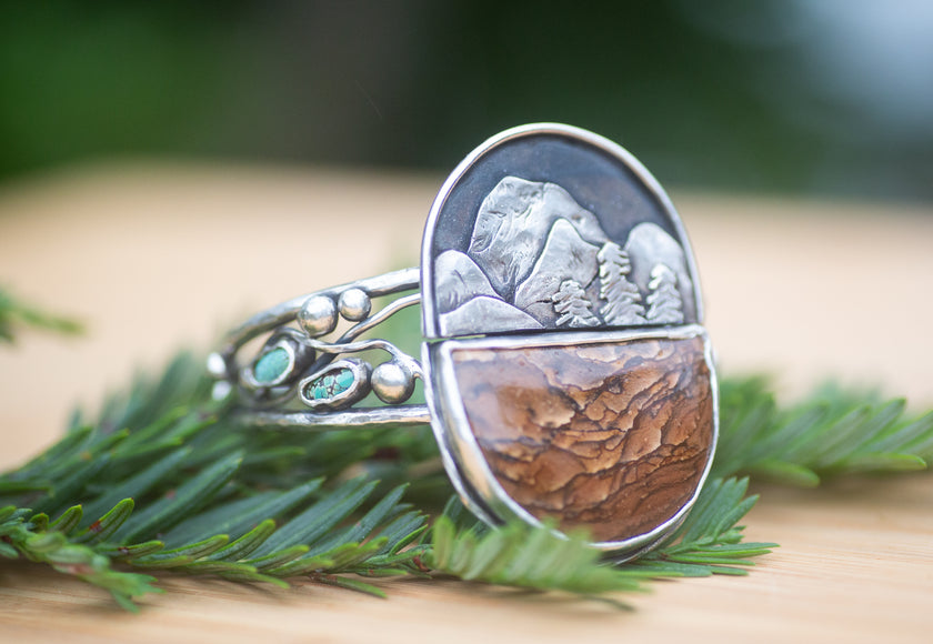 High Mountain Cuff with Scenic Jasper and Turquoise