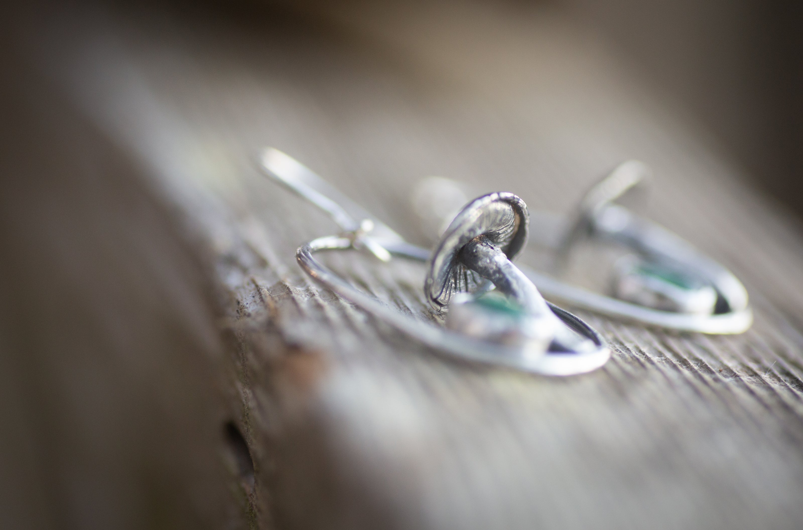 Sterling Silver and Aventurine Mushroom Earrings