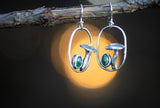 Sterling Silver and Aventurine Mushroom Earrings