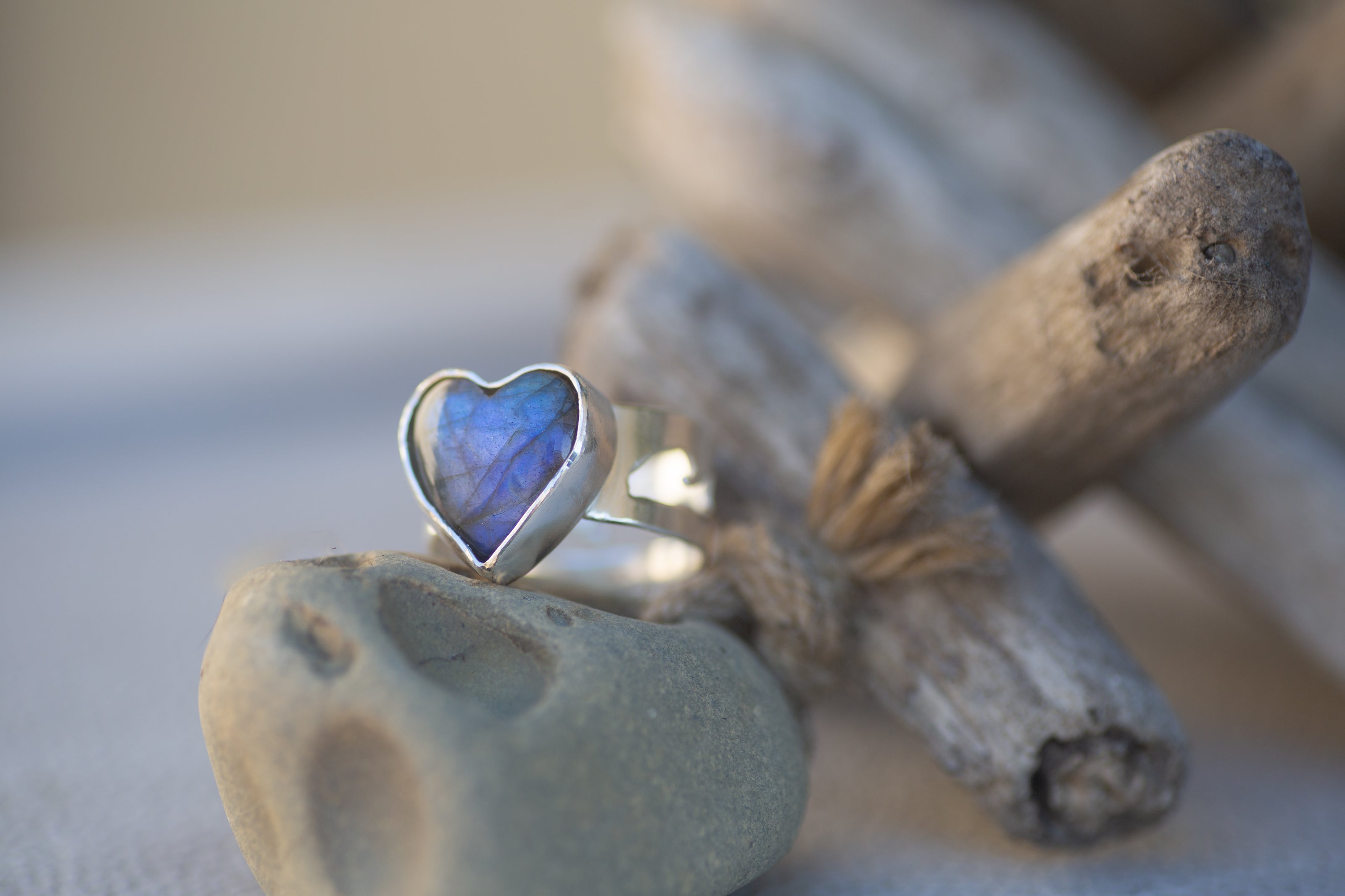 Catch the Wave Sterling and Labradorite Heart Ring
