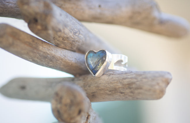 Catch the Wave Sterling and Labradorite Heart Ring