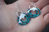 Dolphin Earrings with Chrysocolla Waves
