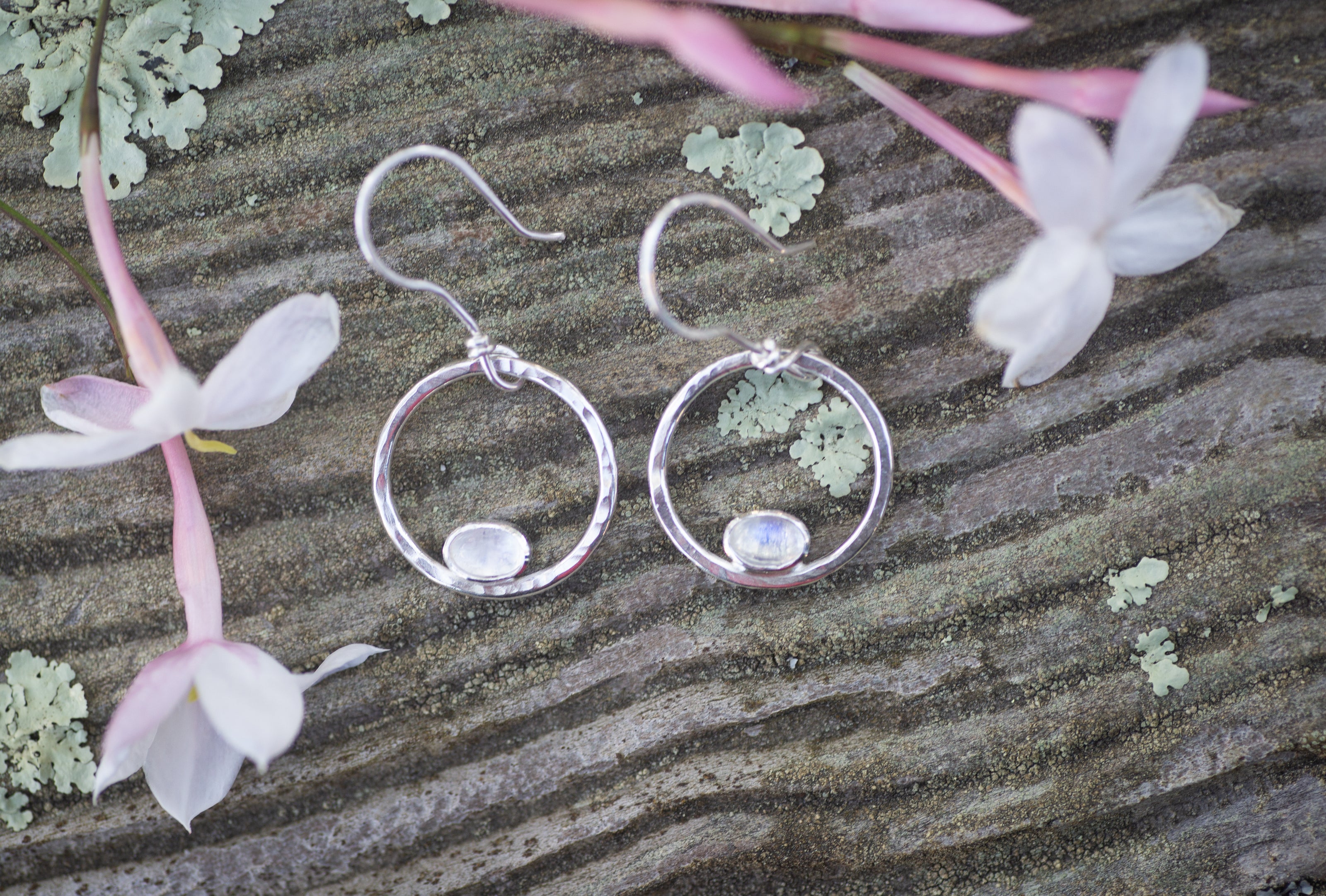 Full Moon Earrings with Moonstone