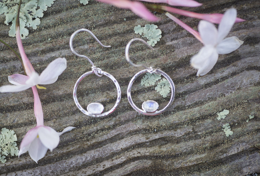 Full Moon Earrings with Moonstone