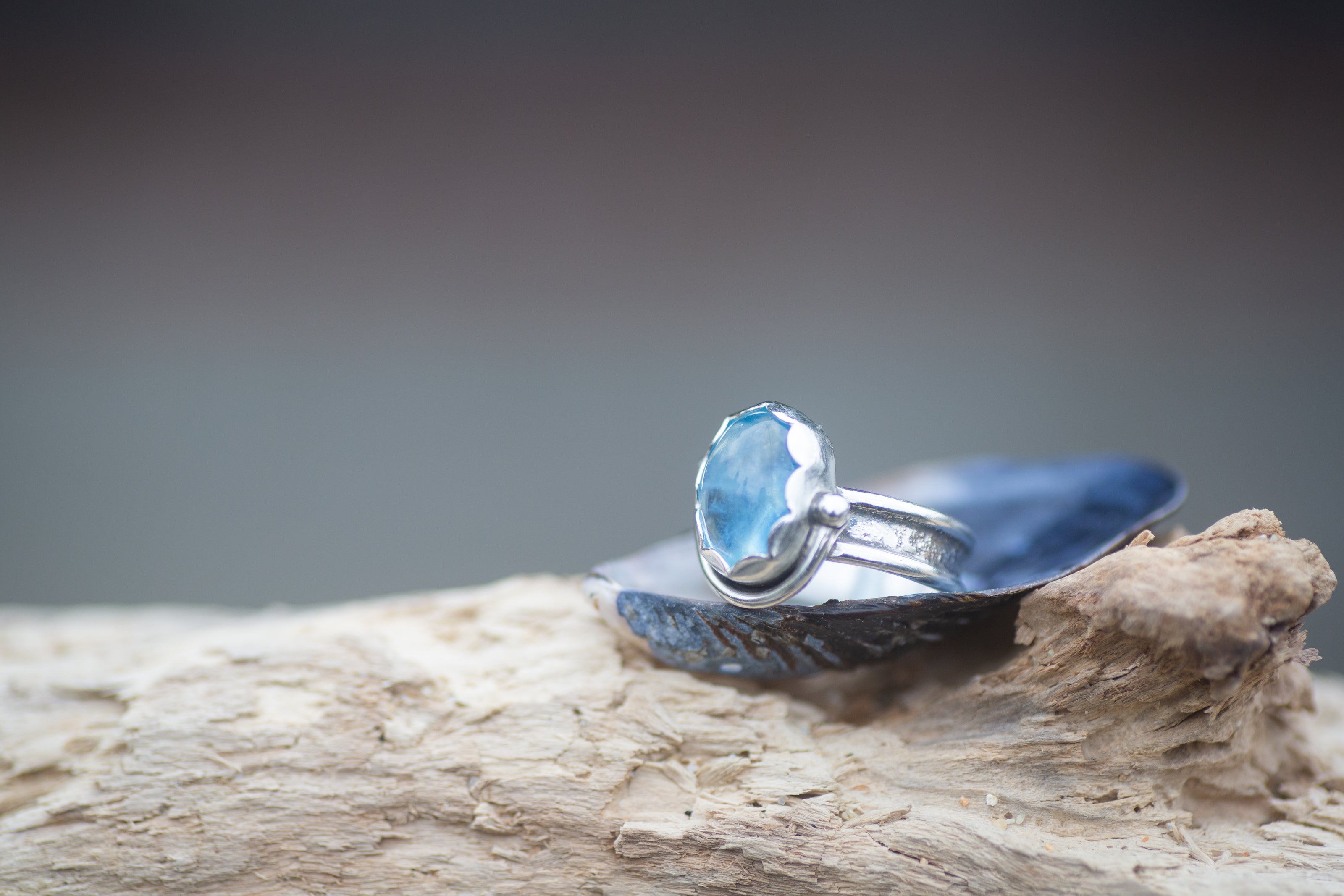 Aquamarine Sterling Ring, size 6.5